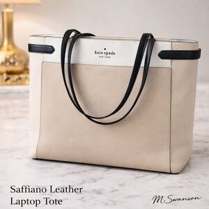 NEW Kate Spade Staci Colorblock Laptop Tote in Saffiano Leather